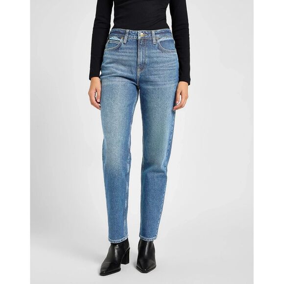 LEE Women's Carol Classic Straight‎ Worn Iris Blue Denim Jeans Size 26/29 - Picture 1 of 11